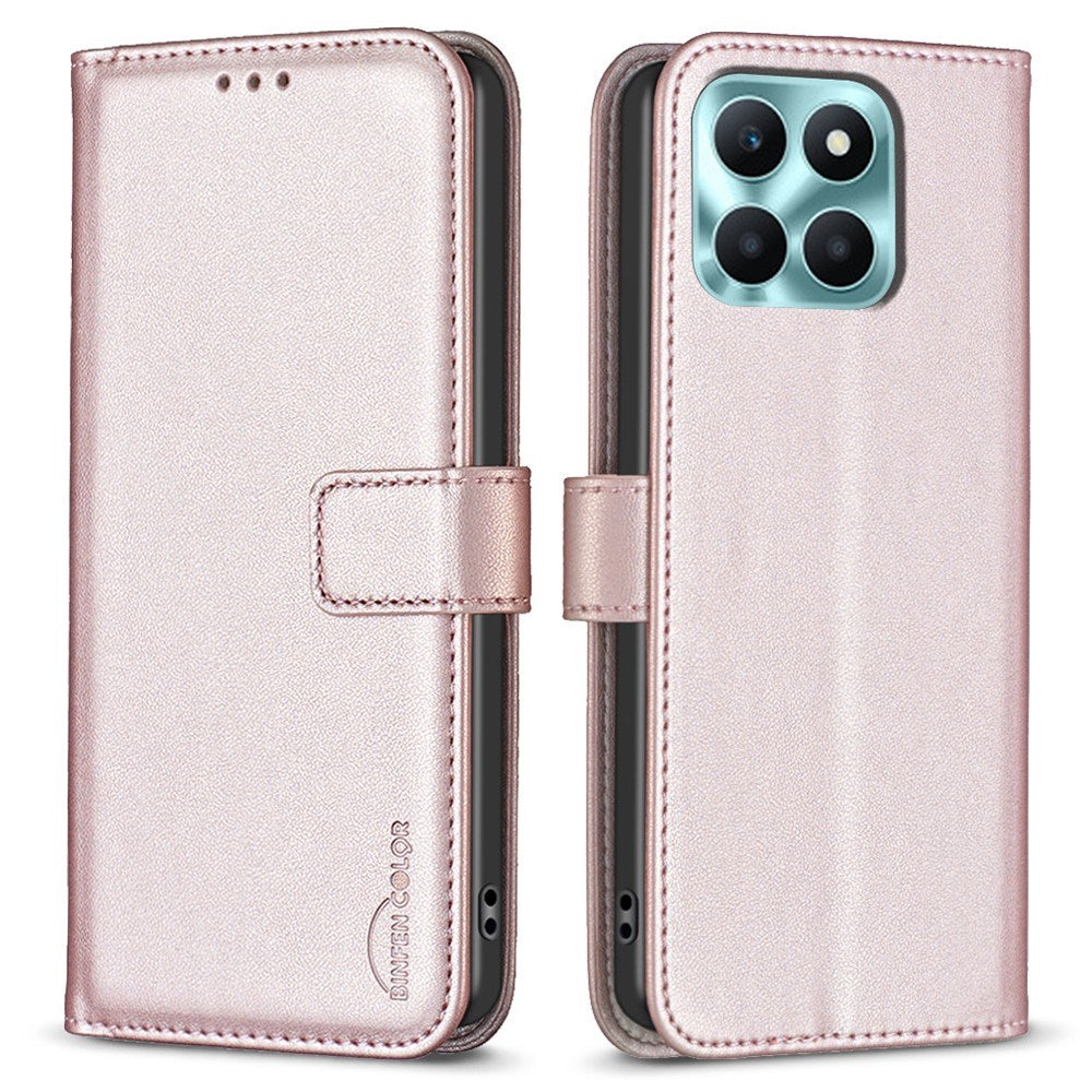 Honor X6a BINFEN Faux Leather Flip Case with Card Holder & Stand Function - Pink