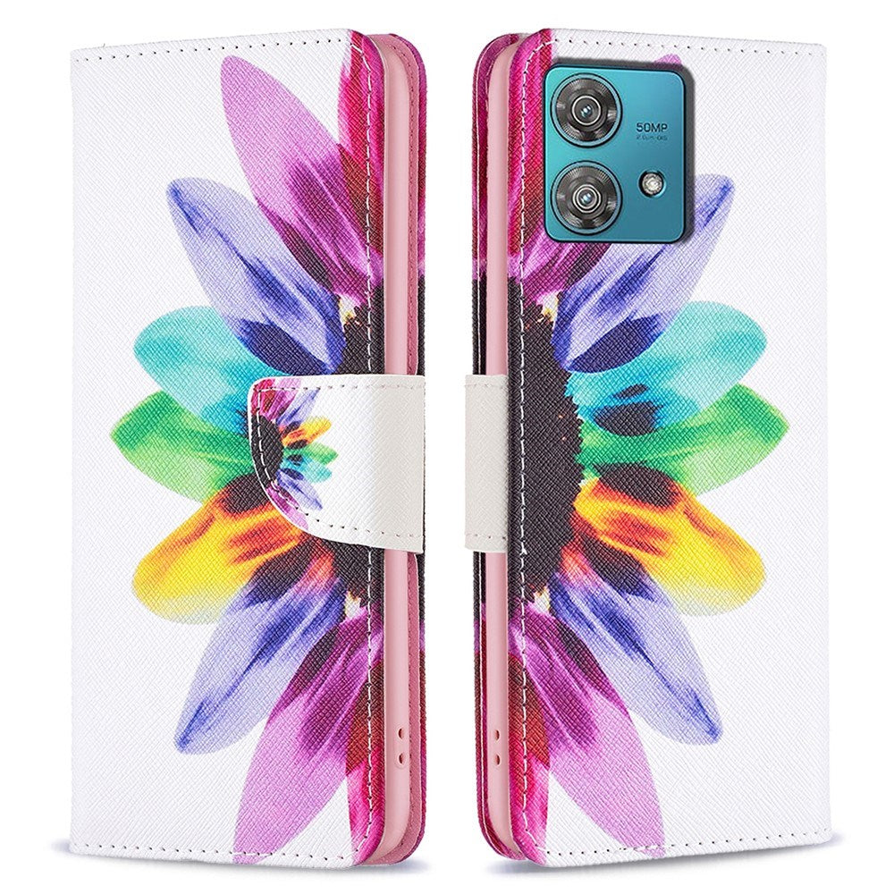 EIDERWOOD Motorola Edge 40 Neo Faux Leather Flip Case with Wallet & Print - Sunflower