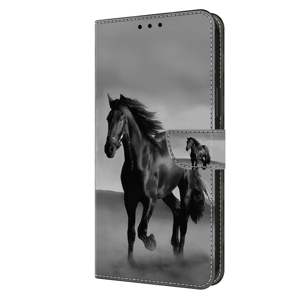 Motorola Moto G54 Leather Wallet Case w. Print - Horse