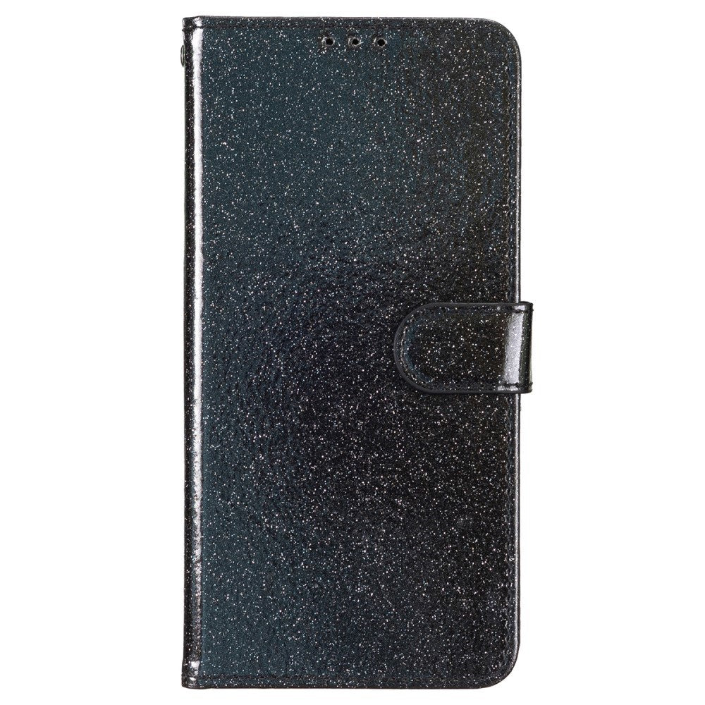 EIDERWOOD Motorola Moto G54 Leather Flip Case with Wallet and Strap - Glitter - Black