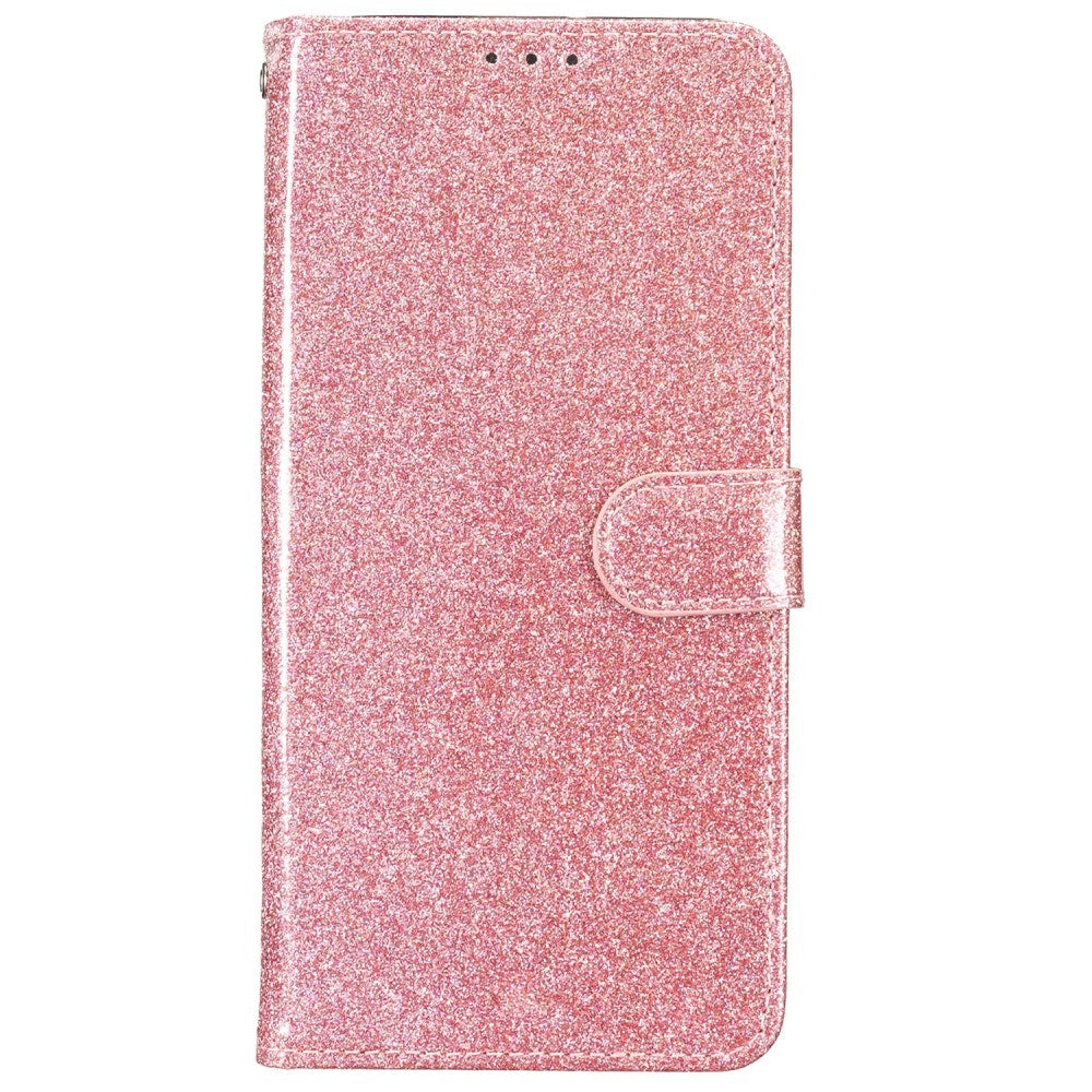 EIDERWOOD Motorola Moto G54 Leather Flip Case with Wallet and Strap - Glitter - Rose Gold