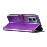 EIDERWOOD Motorola Moto G54 Leather Flip Case with Wallet and Strap - Glitter - Purple