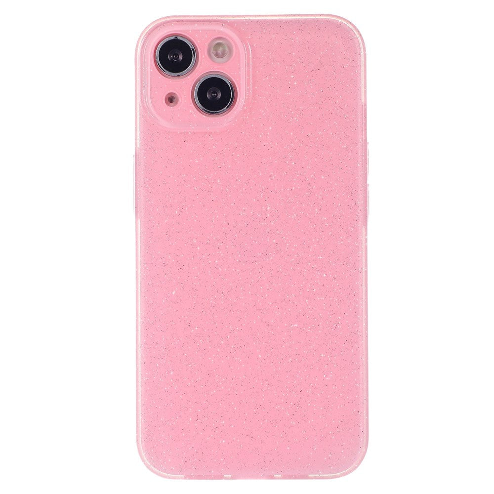 iPhone 15 Flexible Plastic Case w. Glitter - Pink