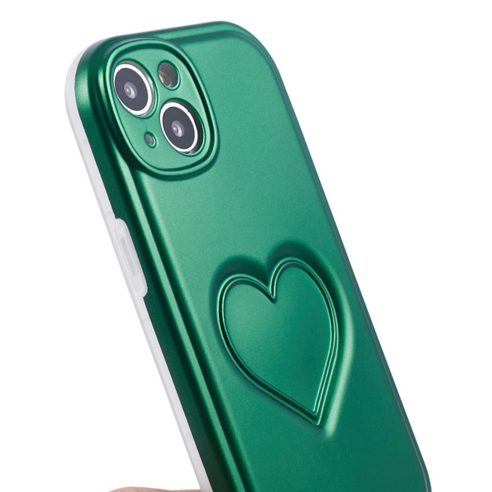 iPhone 15 Flexible Plastic Case w. Heart - Green