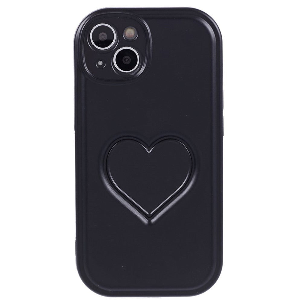 iPhone 15 Flexible Plastic Case w. Heart - Black