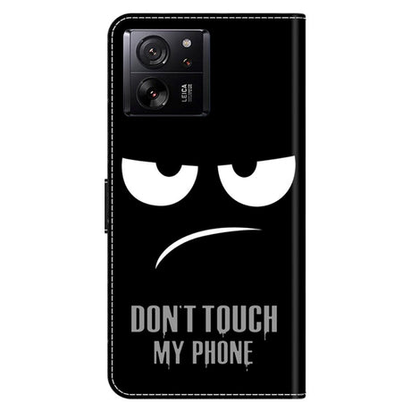 Xiaomi 13T / 13T Pro Leather Wallet Case w. Print - "Don't Touch My Phone"