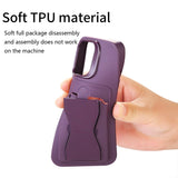 iPhone 15 Pro Flexible Plastic Case w. Card Holder & Kickstand - Dark Purple