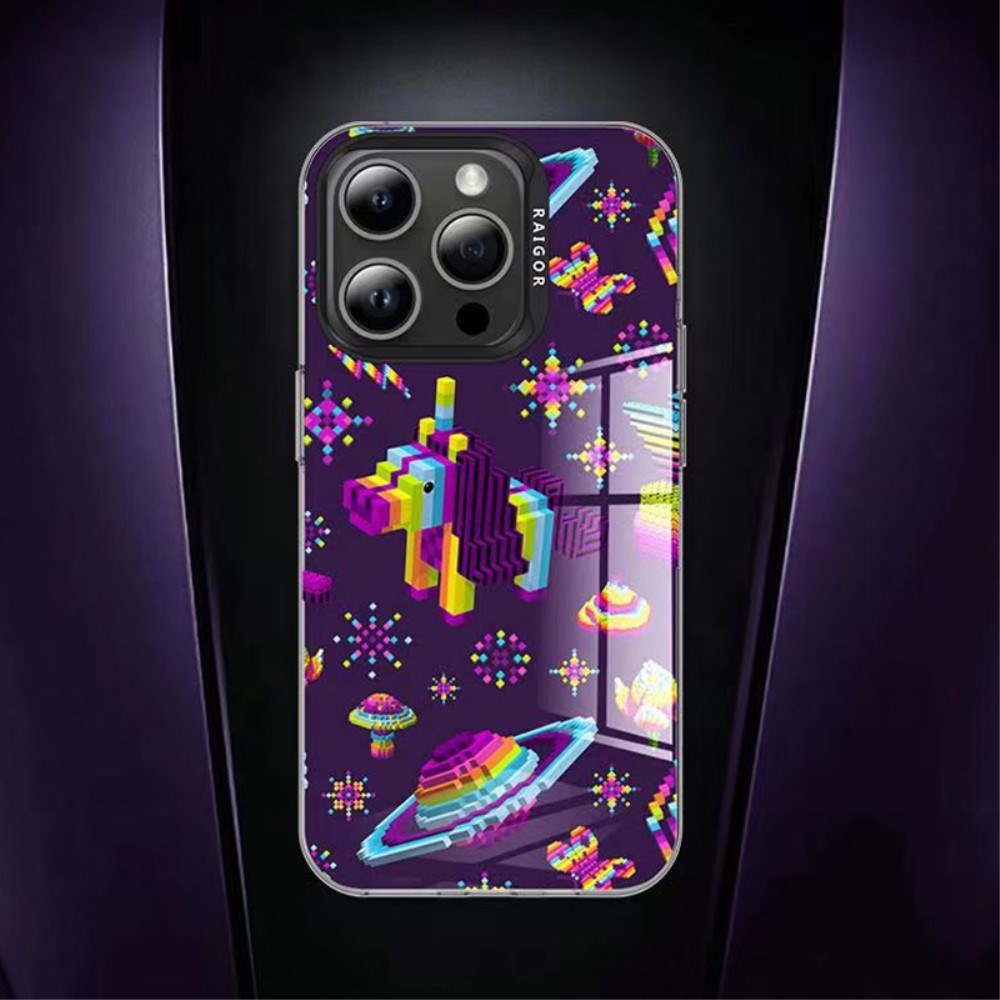 iPhone 15 Pro Pixel Series Tough Case m. Pixelated Print - Purple