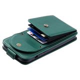 iPhone 15 Pro Vertical Faux Leather Flip Case with Wallet / Stand Function / Strap - Green