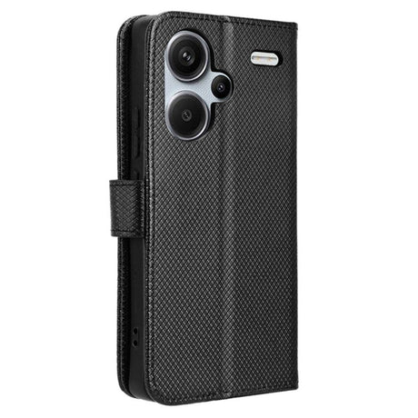 Xiaomi Redmi Note 13 Pro+ (Plus) Leather Flip Case w. Strap & Texture - Black