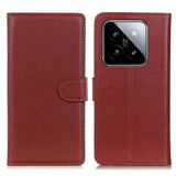 Xiaomi 14 Pro PU Litchi Leather Wallet Case - Brown