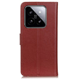 Xiaomi 14 Pro PU Litchi Leather Wallet Case - Brown