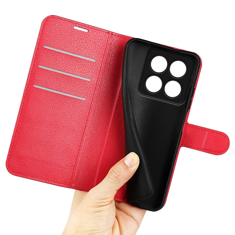 Xiaomi 14 Pro Faux Leather Case w. Wallet & Stand Function - Red