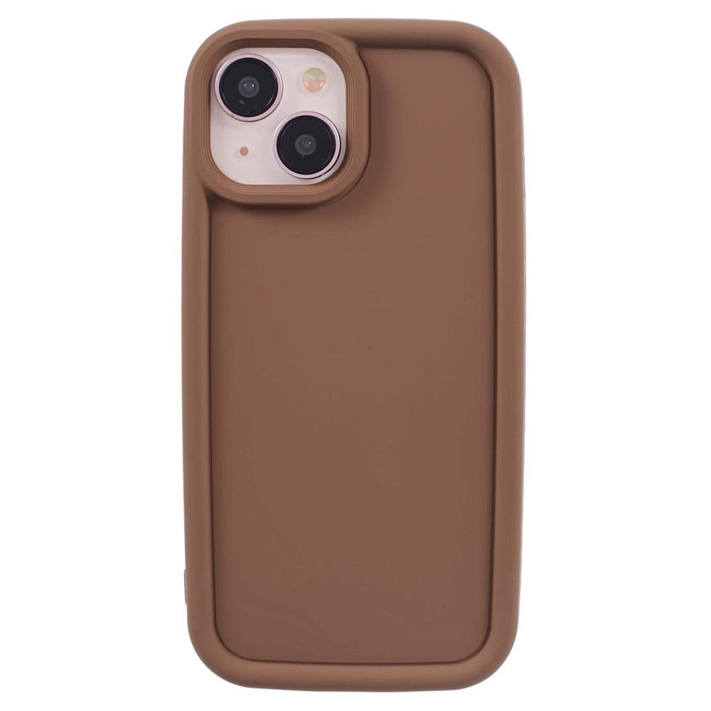 iPhone 15 Flexible Plastic Case w. Raised Edges - Brown