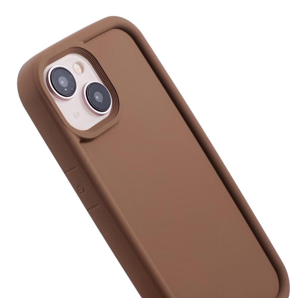 iPhone 15 Flexible Plastic Case w. Raised Edges - Brown