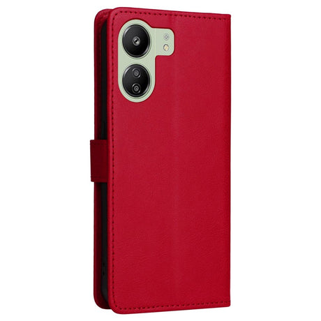 Xiaomi Poco C65 / Redmi 13C Leather Flip Case with Wallet and Strap - Red