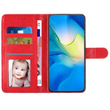 EIDERWOOD Motorola Moto G84 Leather Flip Case w. Wallet & Strap - Rhombus - Red