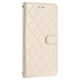 EIDERWOOD Motorola Moto G84 Leather Flip Case w. Wallet & Strap - Rhombus - Beige