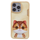 iPhone 15 Pro Hybrid Case w. Animal Motif & Embroidery - Orange Cat