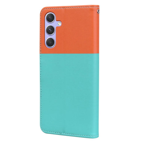 Samsung Galaxy A54 (5G) Flip Case with Strap / Standing function / Card Holder - Orange / Blue (Cats)