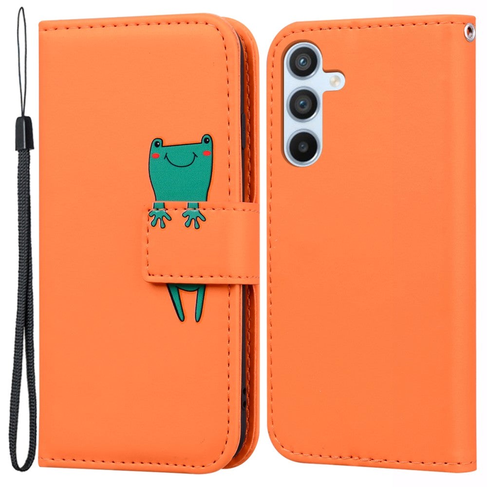 Samsung Galaxy A54 (5G) Flip Case with Strap / Standing function / Card Holder - Orange (Frog)