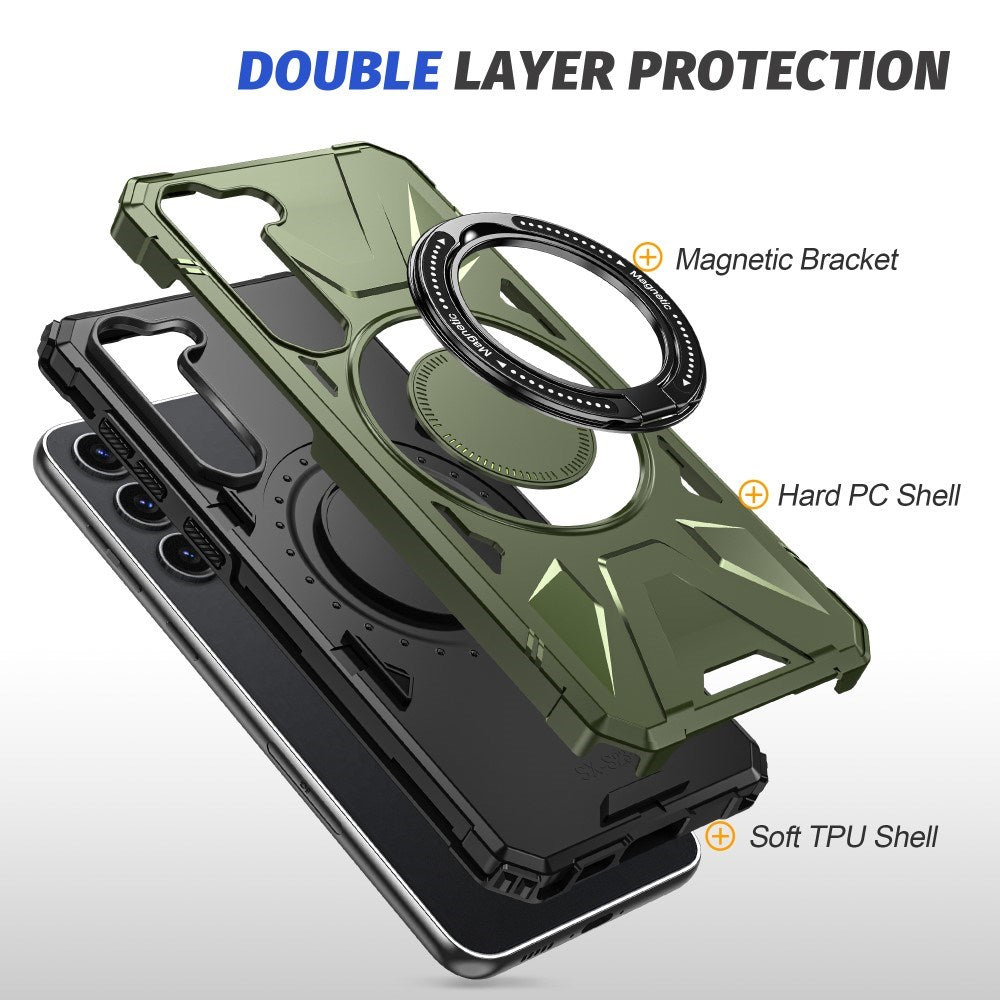 EIDERWOOD Tough Case for Samsung Galaxy S25+ / S24+ (Plus) With Kickstand and Magsafe - Green