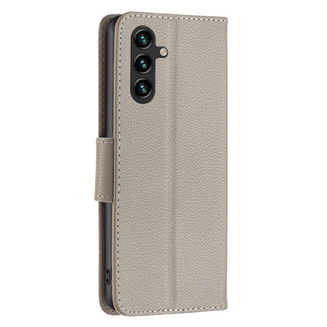 Samsung Galaxy A35 (5G) PU Litchi Leather Case w. Wallet & Strap - Grey