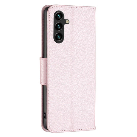 Samsung Galaxy A35 (5G) PU Litchi Leather Case w. Wallet & Strap - Rose Gold