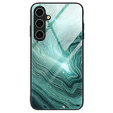 Samsung Galaxy A35 (5G) Plastic Case with Tempered Glass - Turquoise Marble Pattern