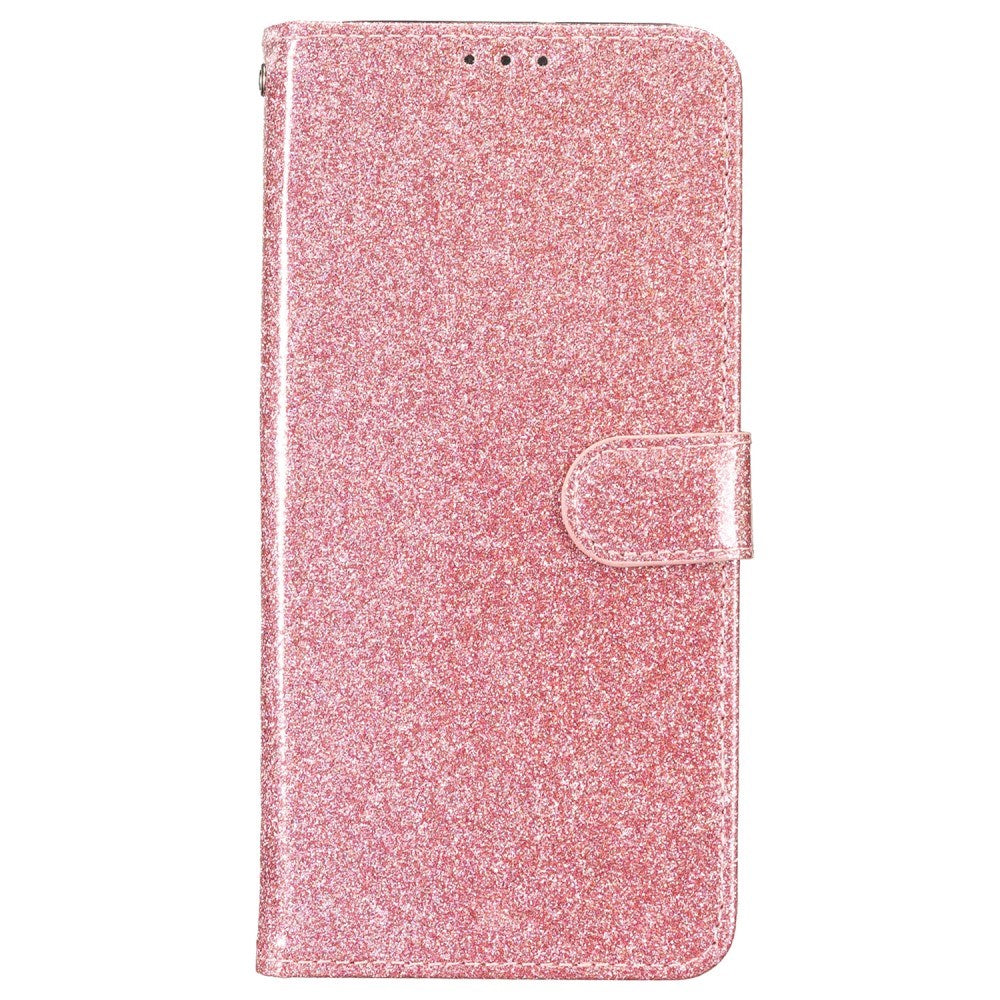 EIDERWOOD Motorola Moto G84 Leather Flip Case with Wallet and Strap - Glitter - Rose Gold