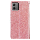 EIDERWOOD Motorola Moto G84 Leather Flip Case with Wallet and Strap - Glitter - Rose Gold