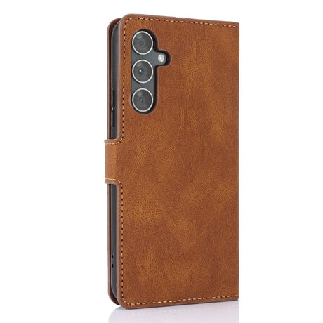 Samsung Galaxy A55 (5G) Leather Flip Case w. Wallet og Strap - Brown