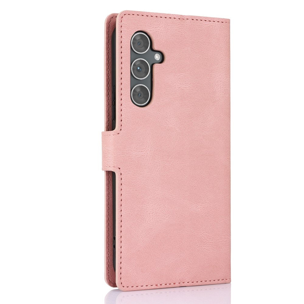 Samsung Galaxy A55 (5G) Leather Flip Case w. Wallet og Strap - Pink