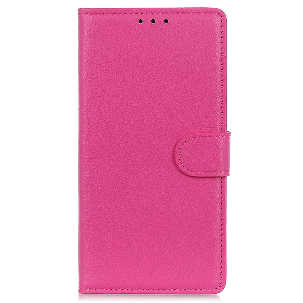 OnePlus 12 Litchi Leather Case w. Wallet - Pink