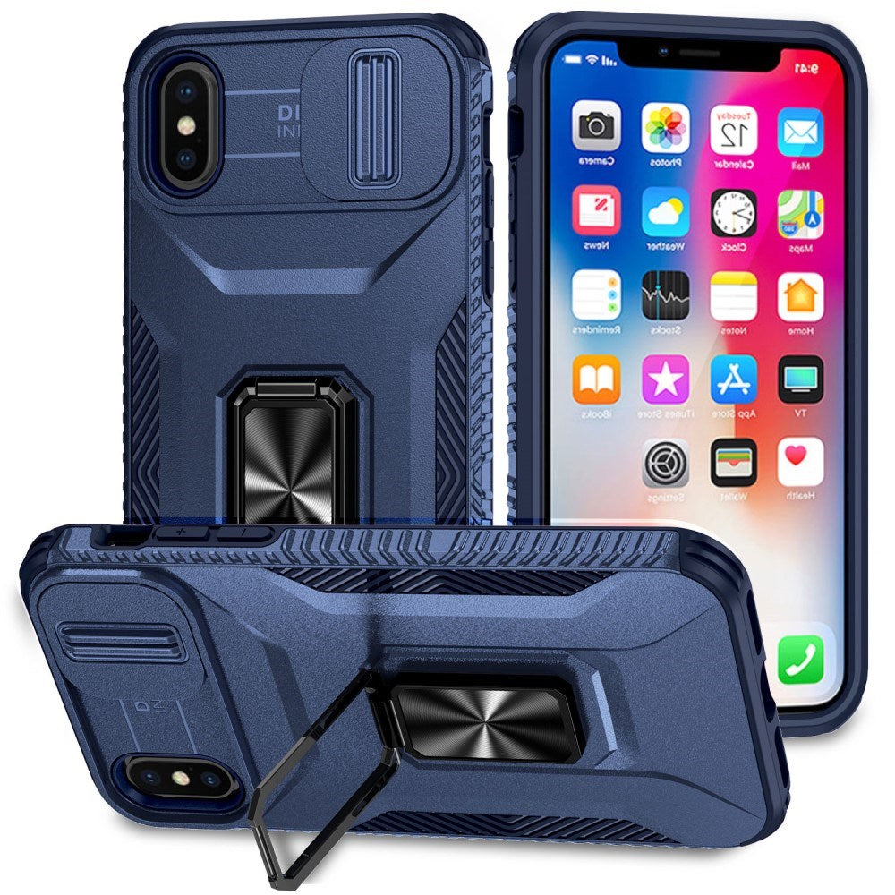 EIDERWOOD iPhone XS Max Tough Case w. Magnetic Kickstand & Cam Slider - Blue