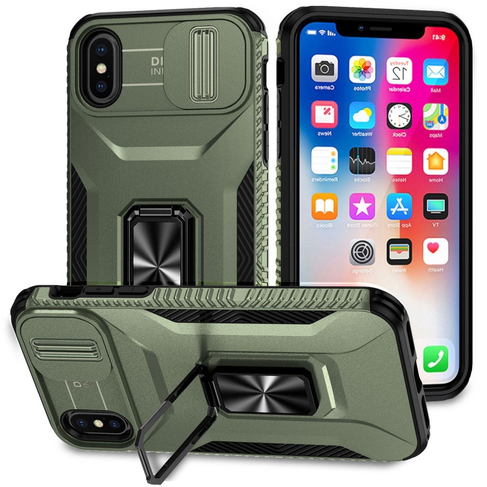 EIDERWOOD iPhone XS Max Tough Case w. Magnetic Kickstand & Cam Slider - Green