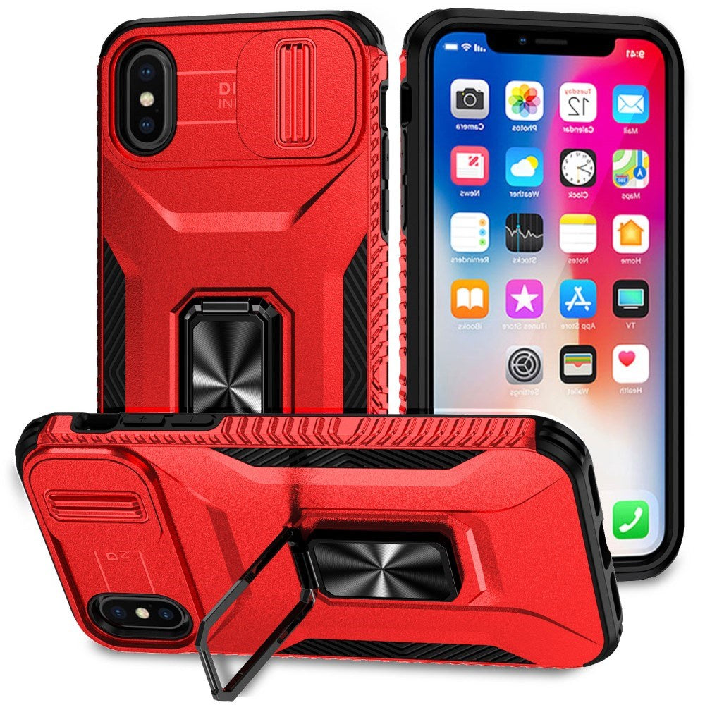 EIDERWOOD iPhone XS Max Tough Case w. Magnetic Kickstand & Cam Slider - Red