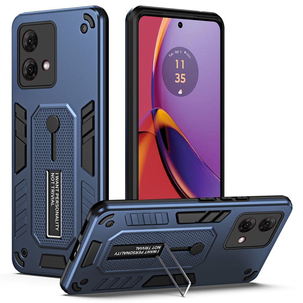 EIDERWOOD Motorola Moto G84 Tough Case w. Finger Ring & Kickstand - Blue