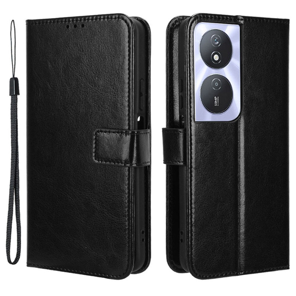 EIDERWOOD Honor X7b / 90 Smart Faux Leather Flip Case with Strap - Black