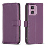 Motorola Moto G34 Glossy Leather Flip Cover w. Wallet - Purple