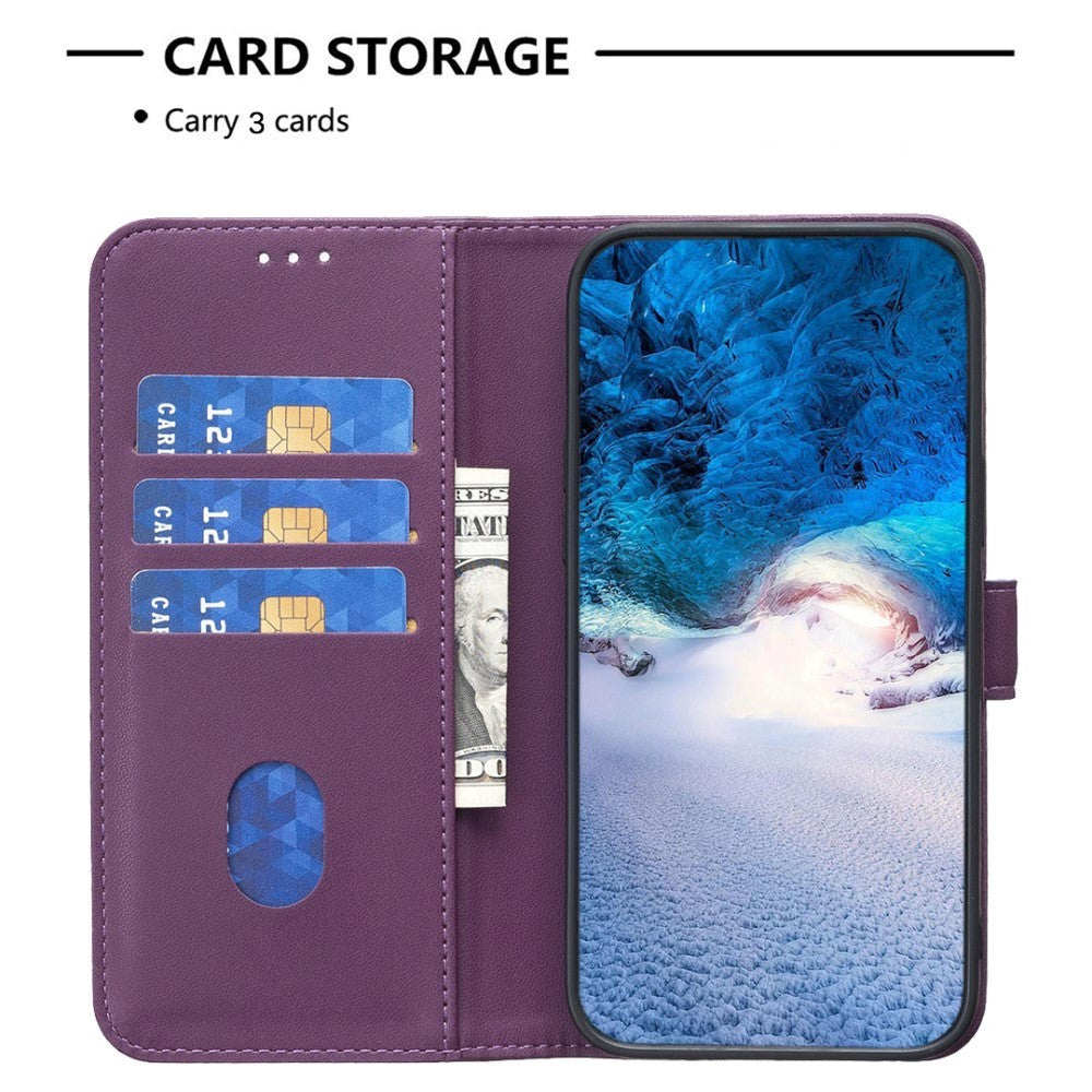 Motorola Moto G34 Glossy Leather Flip Cover w. Wallet - Purple