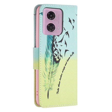 Motorola Moto G24 Leather Wallet Case w. Print - Feather