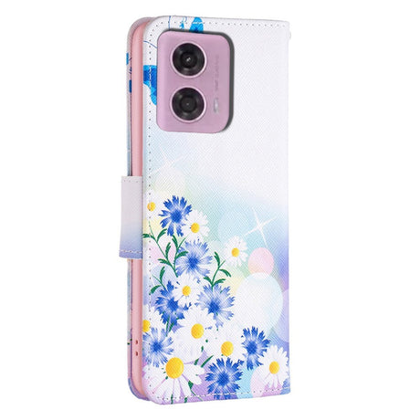 Motorola Moto G24 Leather Wallet Case w. Print - Flowers & Butterflies