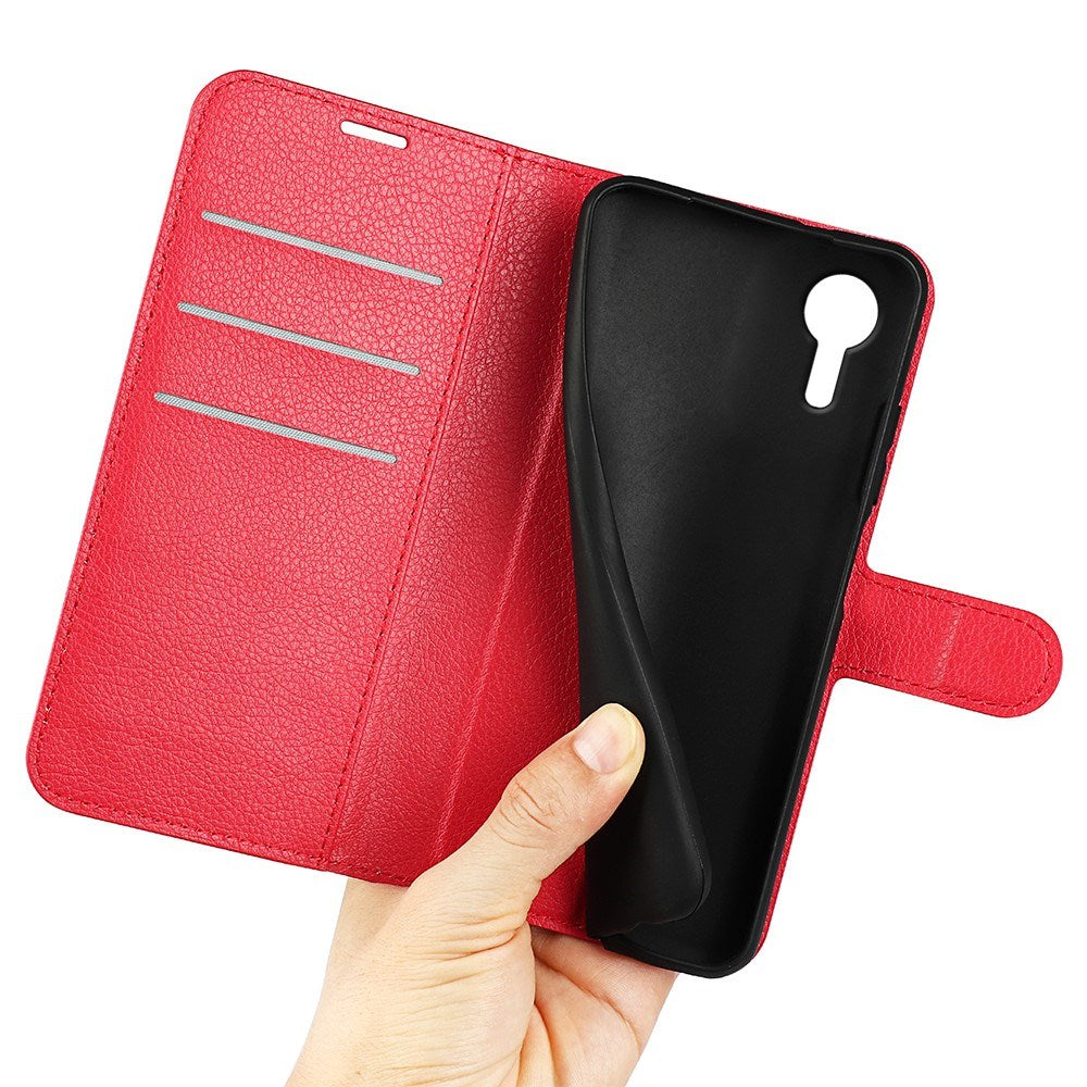 EIDERWOOD Samsung Galaxy Xcover 7 PU Litchi Leather Wallet Case - Red