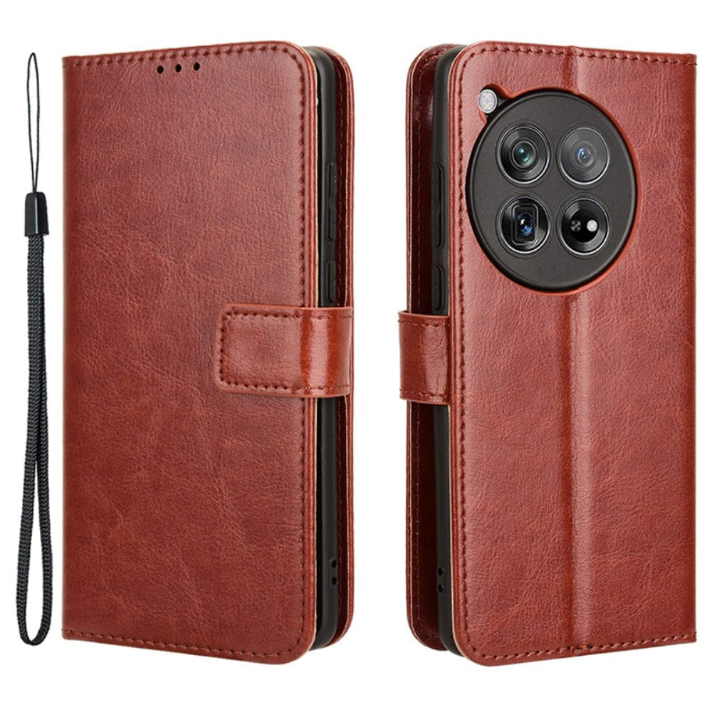 EIDERWOOD OnePlus 12R Leather Flip Case w. Stand & Wallet - Brown