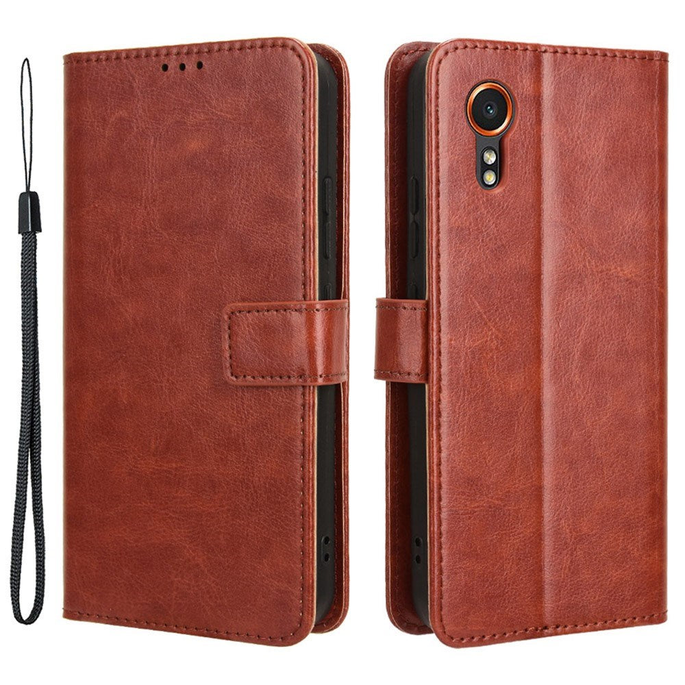 EIDERWOOD Samsung Galaxy Xcover 7 Leather Flip Case w. Stand & Wallet - Brown