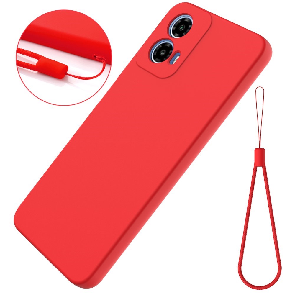 Motorola Moto G34 Liquid Silicone Case w. Strap - Red