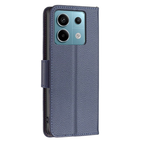 EIDERWOOD Xiaomi Redmi Note 13 Pro (4G) PU Litchi Leather Wallet Case with Strap - Blue