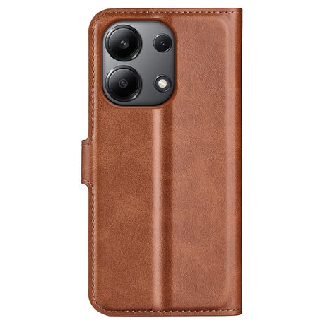 EIDERWOOD Xiaomi Redmi Note 13 (4G) Leather Flip Case w. Card Holder & Magnetic Closure - Light Brown