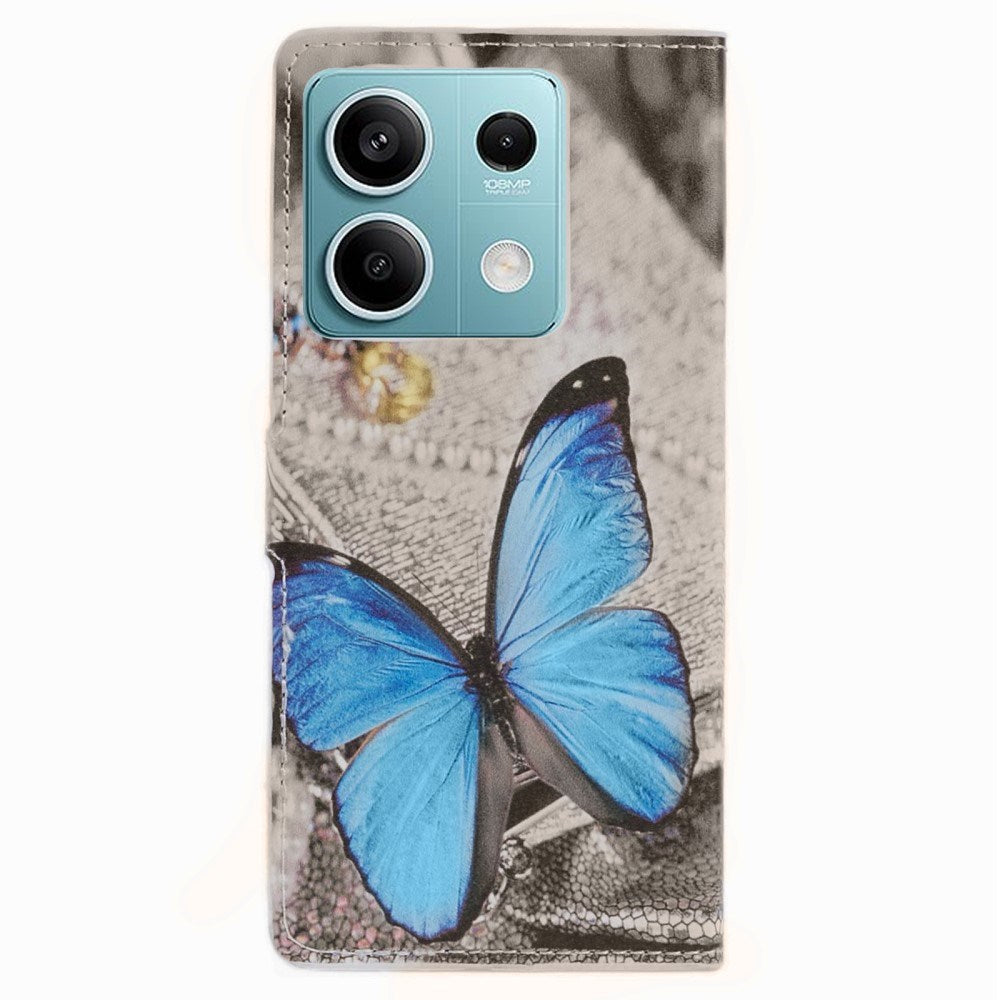 EIDERWOOD Xiaomi Redmi Note 13 (5G) Artificial Leather Flip Case w. Wallet & Stand Function - Blue Butterfly